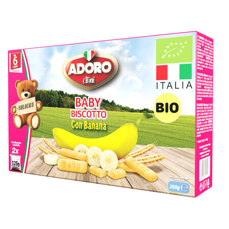 Galletas de plátano ecológicas, 250 g, Adoro Bimbi