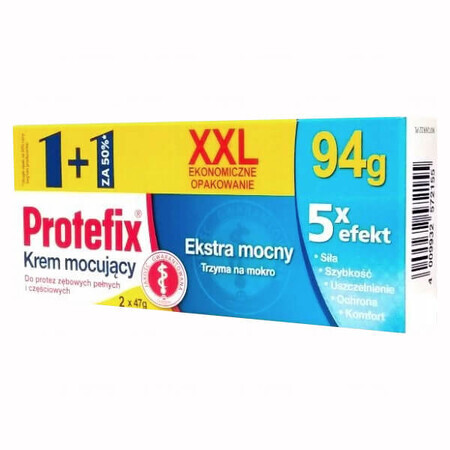 Protefix, crema fijadora para prótesis dentales, extrafuerte, 2 x 47 g