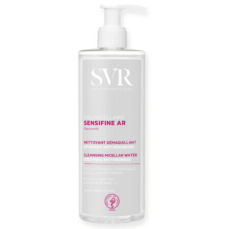 SVR Sensifine AR Eau Micellaire, agua micelar calmante, piel vascular, 400 ml