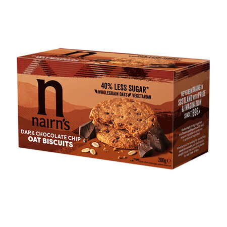 Galletas integrales de avena con chocolate, 200 g, Nairns