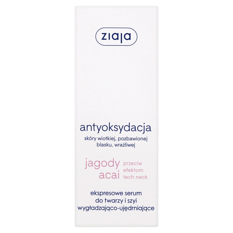 Ziaja Acai Berries, express serum voor gezicht en hals, gladmakend en verstevigend, 50 ml