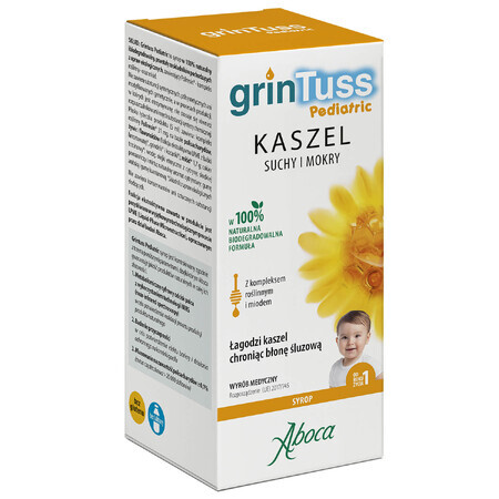 GrinTuss Pediátrico, tos seca y húmeda, jarabe para niños mayores de 1 año, 210 g