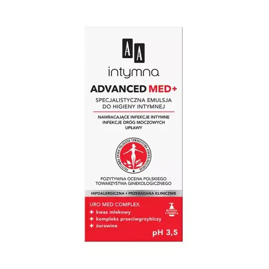 AA Intymna Advanced Med+ ph 3.5 , emulsión especializada para la higiene íntima, 300 ml