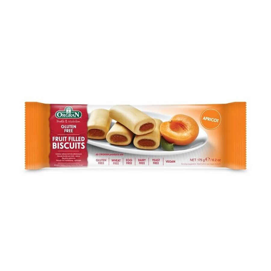 Apricot filled biscuits, 175 g, Orgran