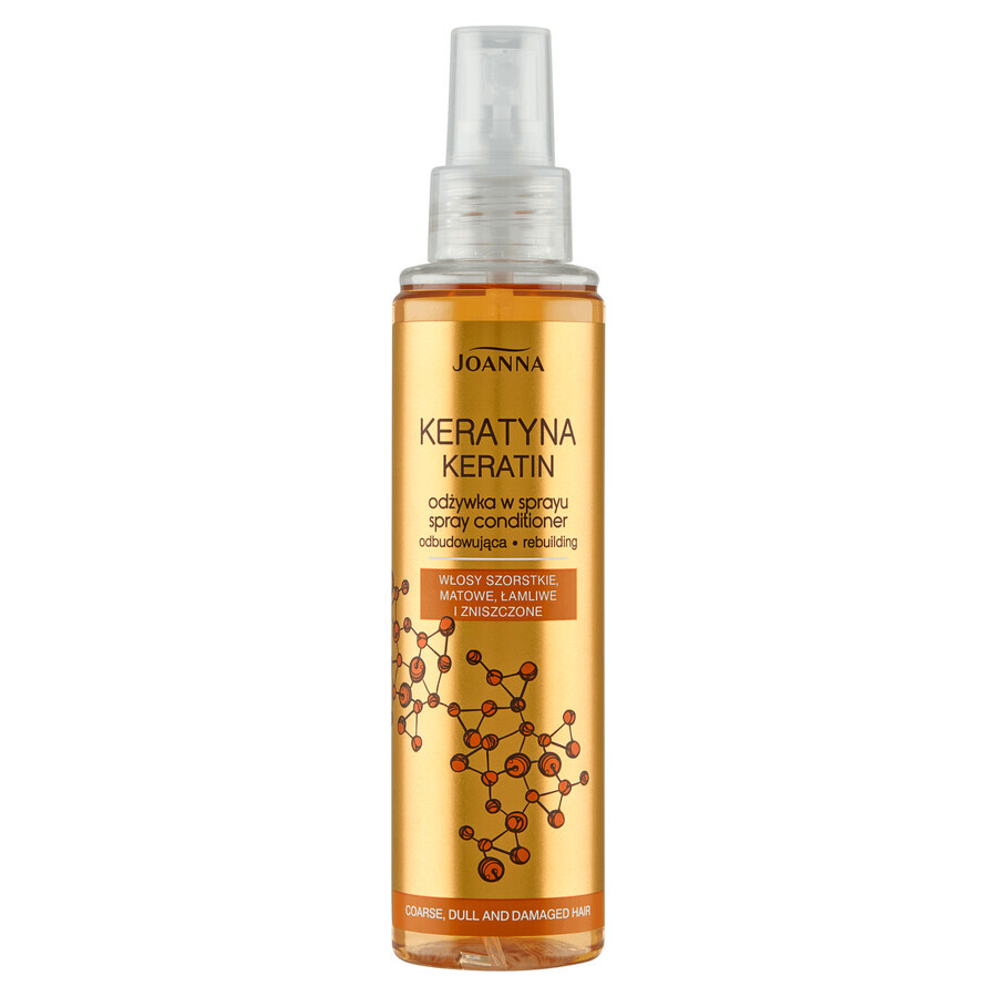 Joanna Keratin, acondicionador reparador en spray para cabellos ásperos, apagados, quebradizos y dañados, 150 ml