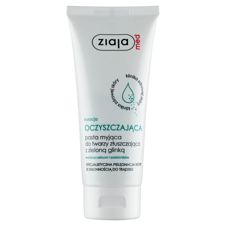 Ziaja Med Kuracja antybakteryjna, Face cleansing paste, exfoliating, with green clay, 75 ml