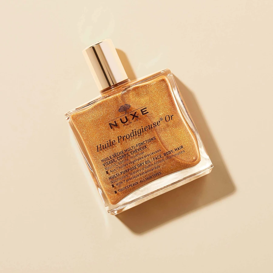 Nuxe Huile Prodigieuse Or, aceite seco con partículas doradas para cuerpo, rostro y cabello, 100 ml