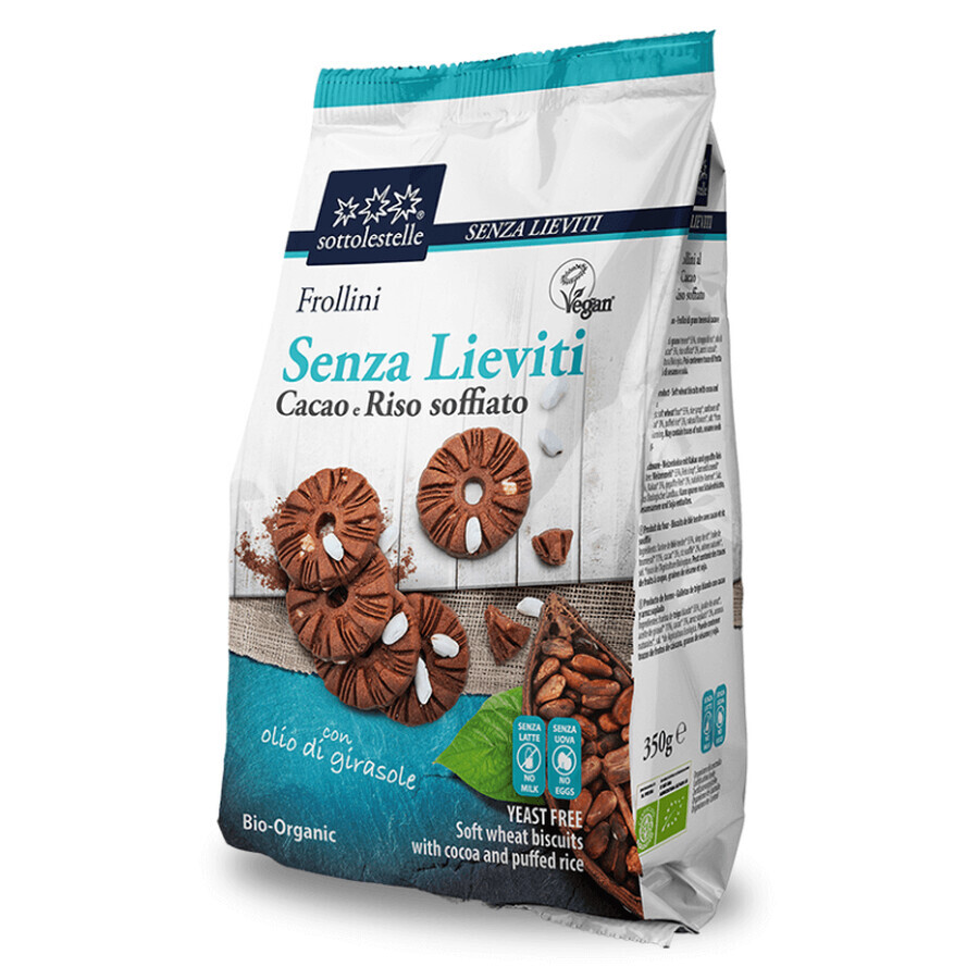 Galletas veganas con cacao y arroz ecológico, 350 g, Sottolestelle