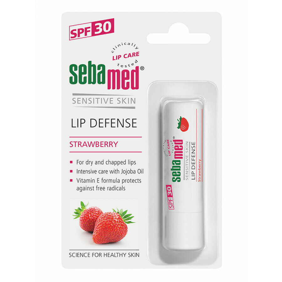 Bálsamo labial protector dermatológico con FPS 30 Fresa, 4,8 g, Sebamed