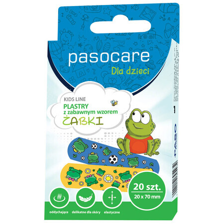 Pasocare Kids Line, tiritas para niños, Ranas, 20 piezas