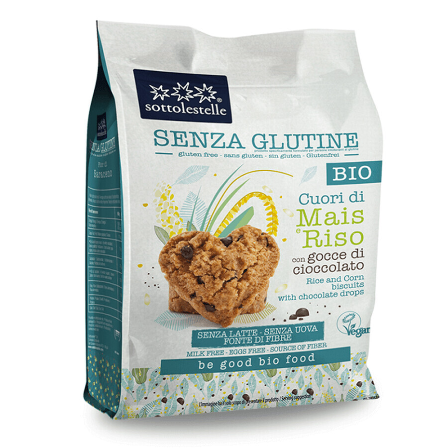 Biscotti vegani senza glutine con cioccolato eco, 250 g, Sottolestelle