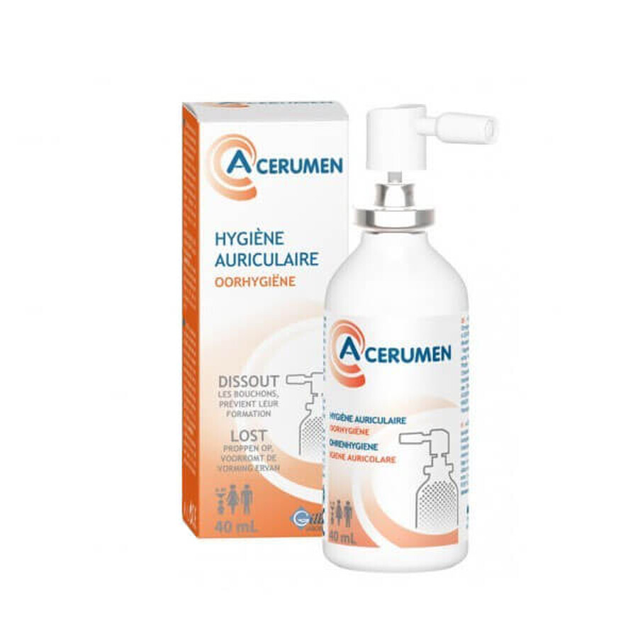 A-Cerumen, preparado para la higiene del oído en niños mayores de 6 meses y adultos, spray, 40 ml