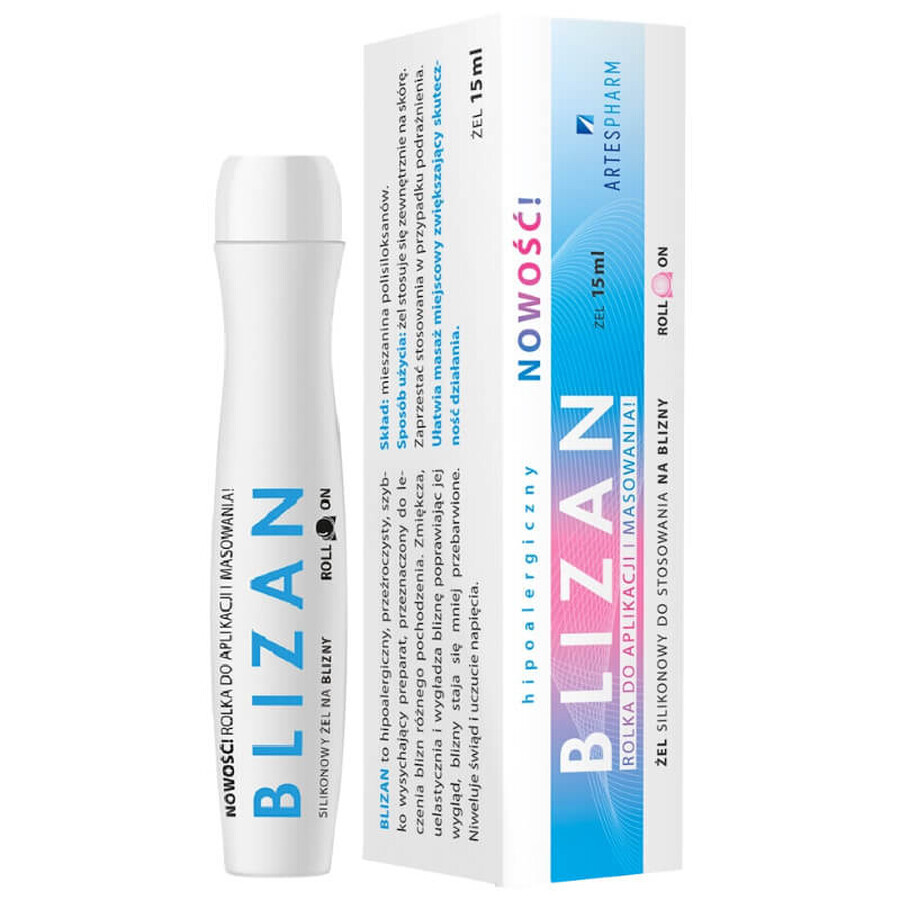 Blizan, gel de silicone pour les cicatrices, roll-on, 15 ml