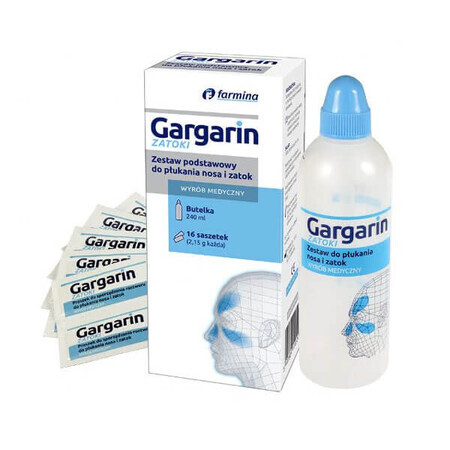 Gargarin, set básico de enjuague nasal y sinusal, frasco (irrigador) + 16 sobres