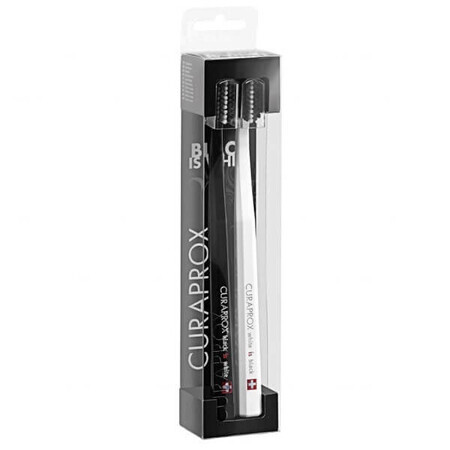 Curaprox Black is White toothbrush, black and white, 2 pieces