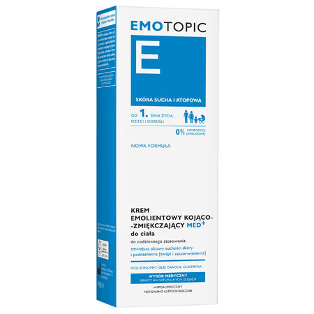 Emotopic E Med+, crema corporal emoliente calmante y suavizante, para adultos y niños a partir del primer día, 200 ml