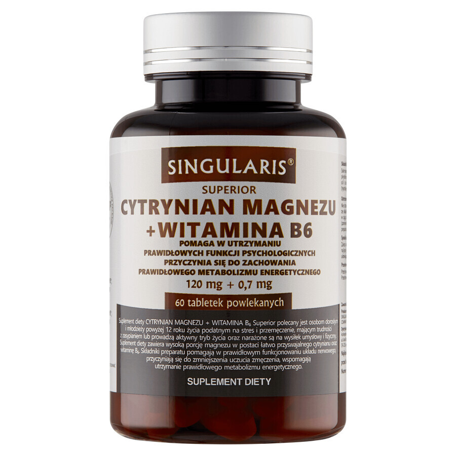 Singularis Superior Citrato de magnesio + vitamina B6, 60 comprimidos