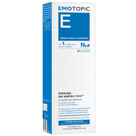 Emotopic, emulsión de baño med+ desde el día 1, piel seca y atópica, 400 ml