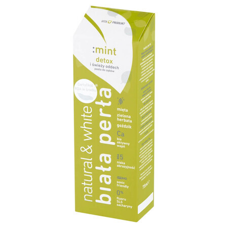 White Pearl Natural & White, pasta de dientes blanqueadora, Menta Detox, 75 ml