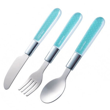 Set di posate per bambini in metallo Canpol - cucchiaio, forchetta, coltello, blu, 9/447.