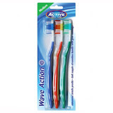 Beauty Formulas Active Oral Care Toothbrush, Wave Action, Medium, 3 Pack