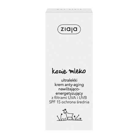 Ziaja Latte di capra, crema ultraleggera anti-età, idratante ed energizzante, SPF 15, 50 ml