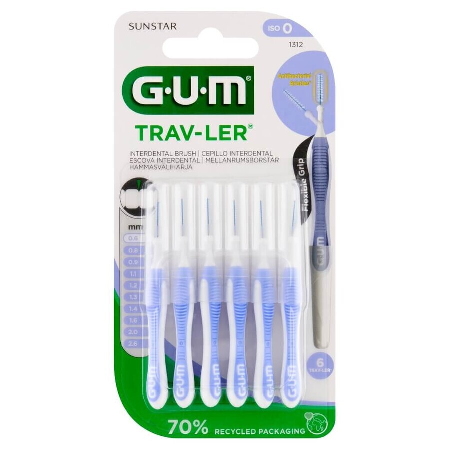 Sunstar Gum Trav-Ler, cepillo para espacios interdentales, 0,6 mm, 6 piezas