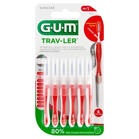 Sunstar Gum Trav-Ler Interdental Brush 0.8mm 6 Pack