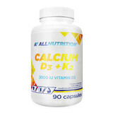 Allnutrition Calcium D3 + K2, calcio + vitamina D 2000 UI + vitamina K, 90 cápsulas