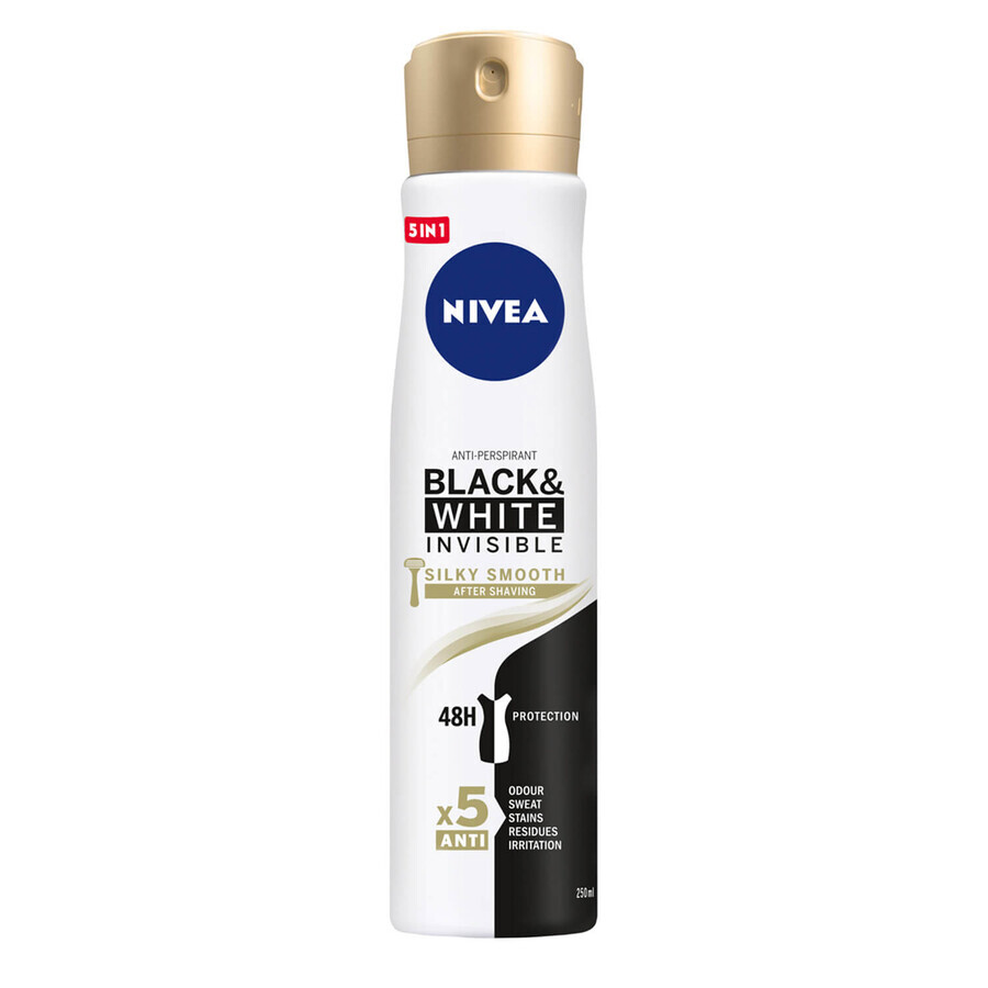 Nivea Antitraspirante Invisibile Liscio e Setoso con Spray 250ml - Bianco-Nero Senza Macchie