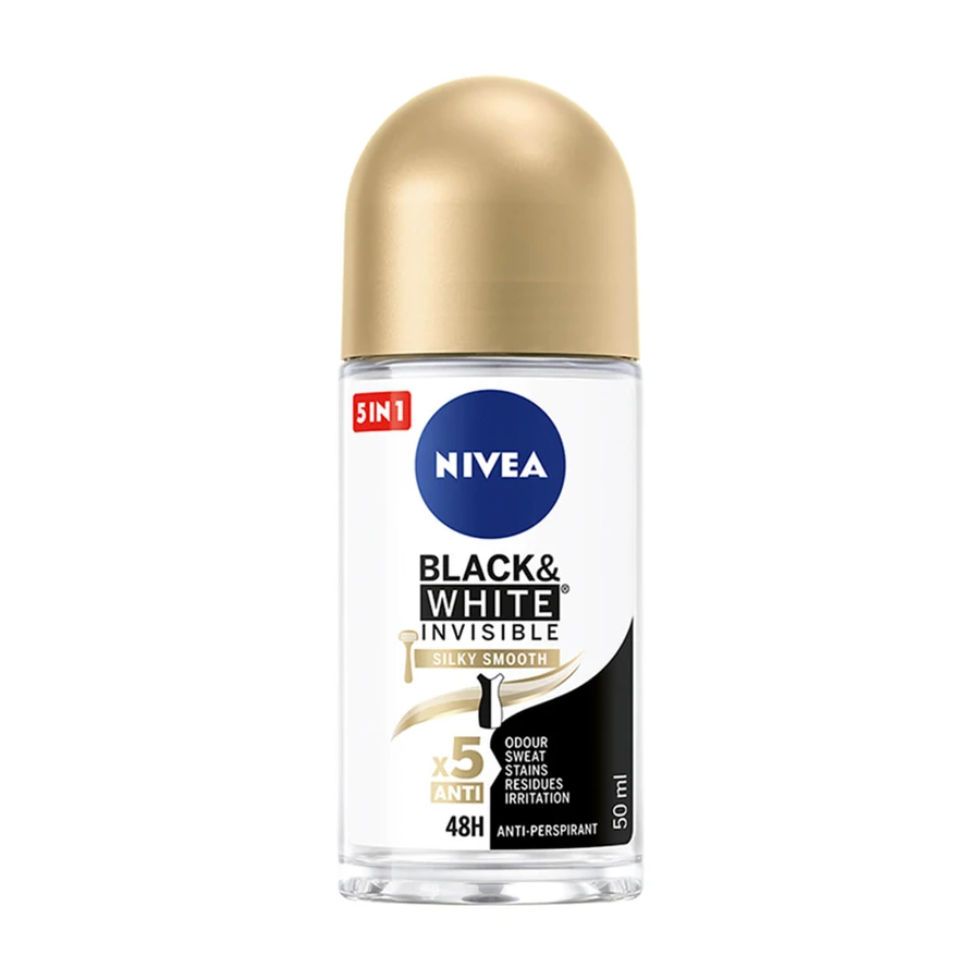 Nivea, roll-on anti-transpiration, Invisible Black & White, Silky Smooth, 50 ml