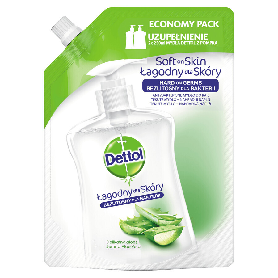 Dettol, jabón líquido antibacteriano, aloe vera y vitamina E, stock, 500 ml