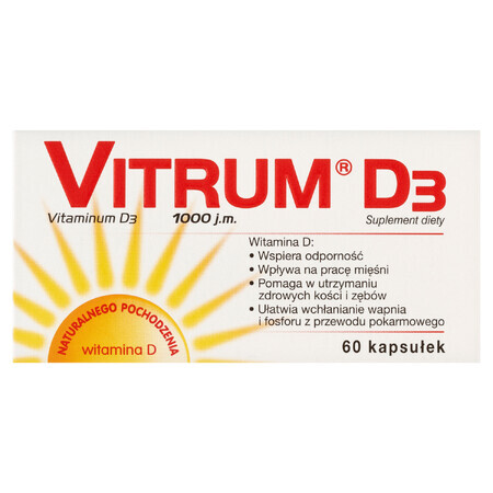 Vitrum D3, vitamina D 1000 UI, 60 capsule