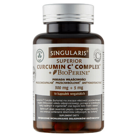 Singularis Complejo Superior de Curcumina C3 + Bioperina, 70 cápsulas