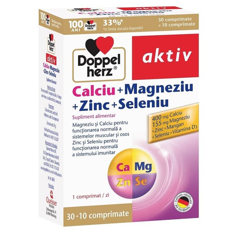 Calcium + Magnesium + Zink + Selenium, 30 + 10 tabletten, Doppelherz