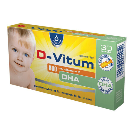 D-vitum 600 UI vitamina DHA, para lactantes a partir de 6 meses, 30 cápsulas twist-off