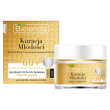 Bielenda Tratamiento Juventud, crema regeneradora antiarrugas 60+, día y noche, 50 ml