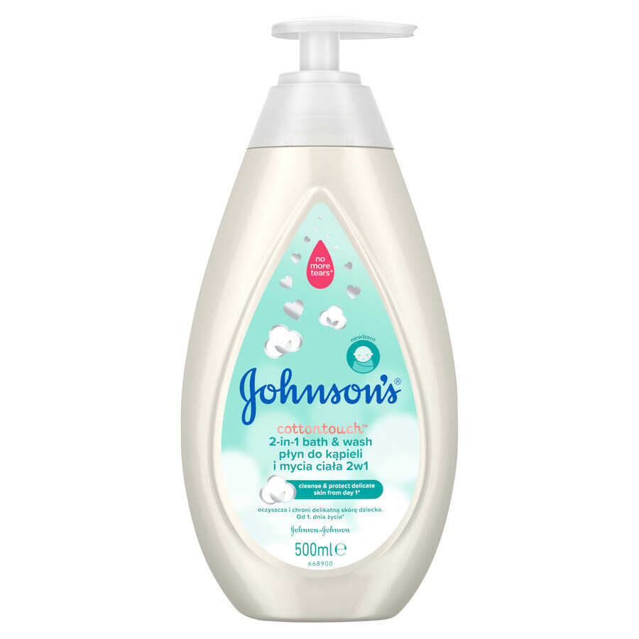 Johnson's Baby Cotton Touch, bain et gel douche 2 en 1 dès le premier jour, 500 ml