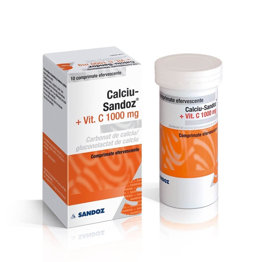 Calcio con Vitamina C 1000 mg, 10 comprimidos, Sandoz