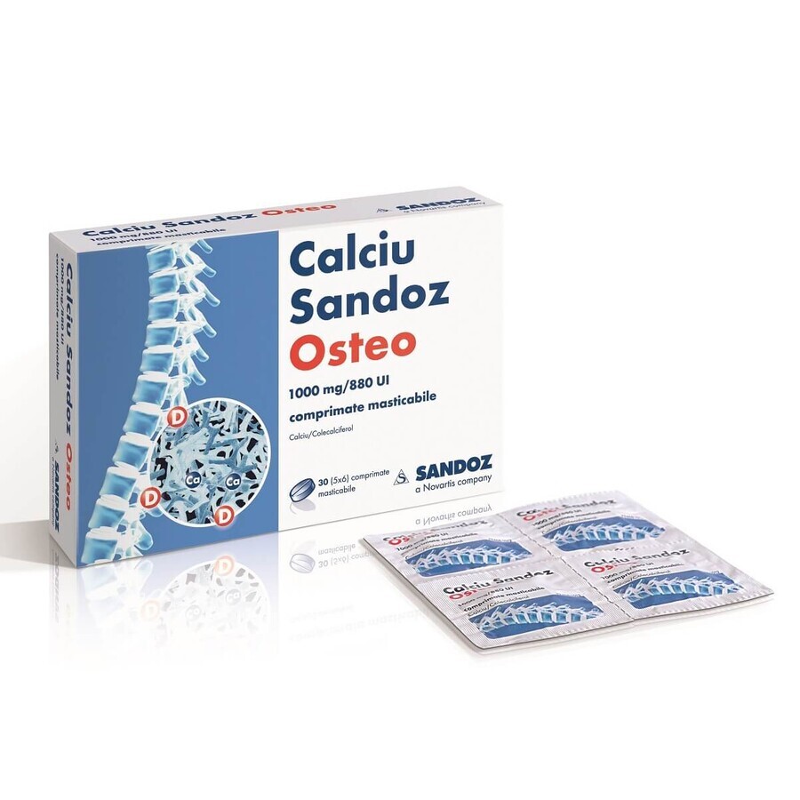 Osteo Calcium 1000mg, 30 comprimés à croquer, Sandoz