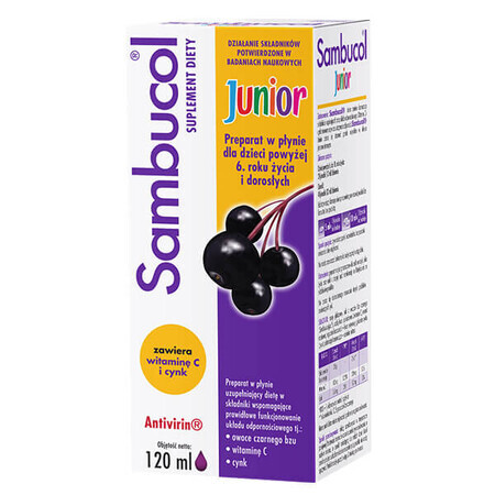 Sambucol Junior, líquido para niños mayores de 6 años y adultos, 120 ml