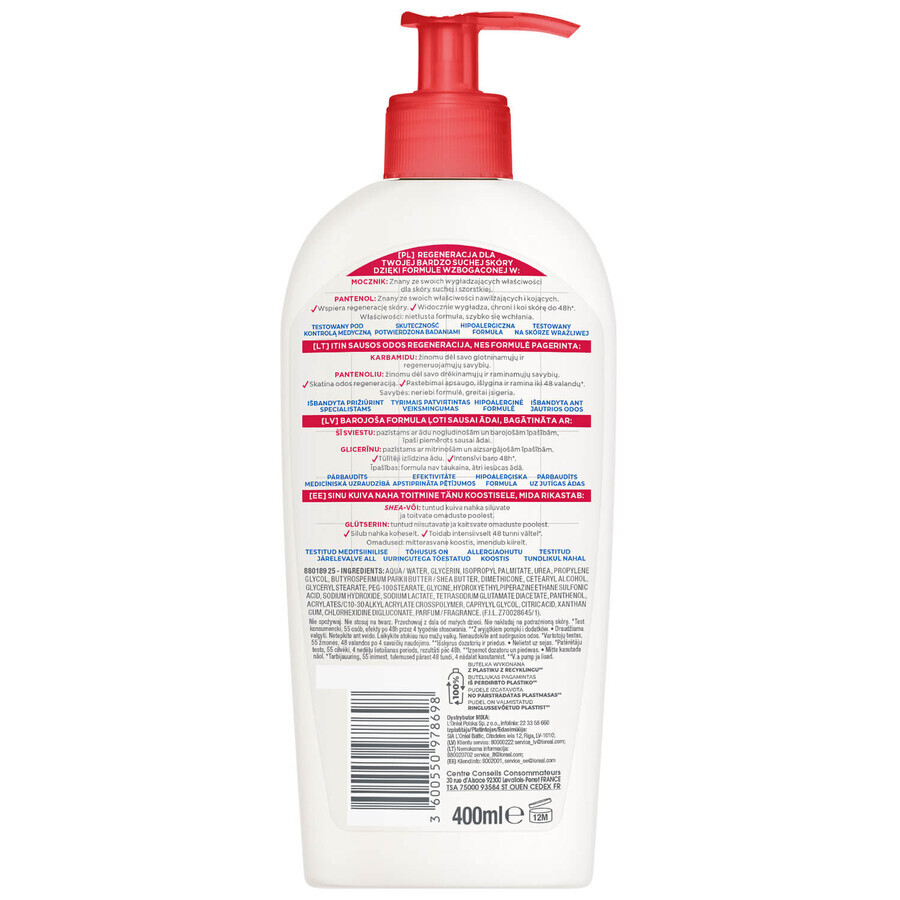 Mixa Urea Cica Repair, loción corporal, piel muy seca, 400 ml