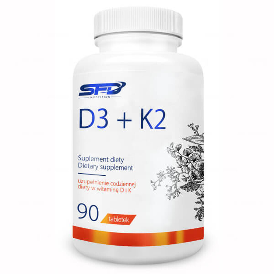 SFD D3 + K2, vitamina D 2000 UI + vitamina K 100 µg, 90 comprimidos