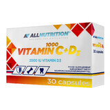 Allnutrition Vitamina C 1000 + D3, vitamina C 1000 mg + vitamina D 50 µg, 30 cápsulas