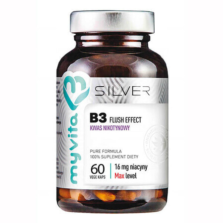 MyVita Silver, Vitamina B3 Efecto Flush, ácido nicotínico, 60 cápsulas