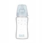 Lovi Diamond Glass, biberón de vidrio, anticólico, con tetina de flujo lento, Botanic, a partir de 3 meses, 250 ml