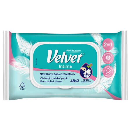 Velvet Intima, papel higiénico húmedo 2 en 1, con clip, 42 piezas