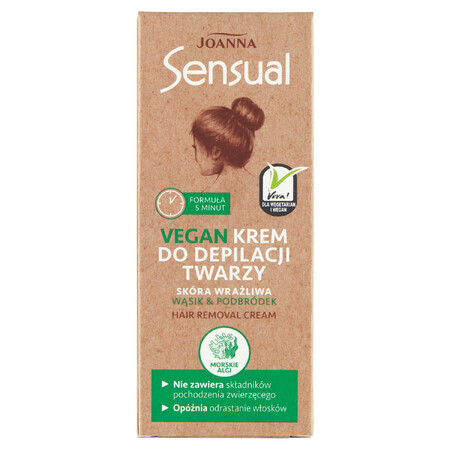 Joanna Sensual Vegan, cremă de epilare facială, piele sensibilă, 20 g