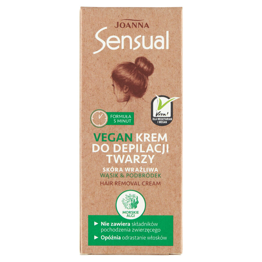 Joanna Sensual Vegan, cremă de epilare facială, piele sensibilă, 20 g