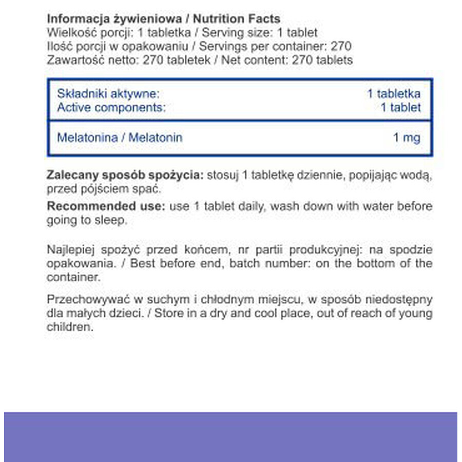 Melatonina 10mg Integratore di Sonno, 270 Compresse